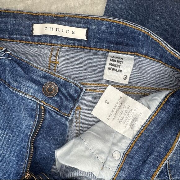 Eunina Denim Jeans Lauren Mid Rise Skinny Regular Size 3 Jean - Picture 6 of 8
